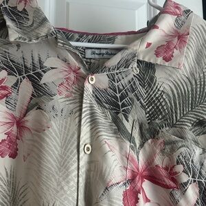 Tommy Bahama Pink and Gray Tropical Shirt